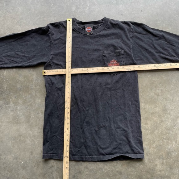 VINTAGE BLACK HARLEY DAVIDSON LONGSLEEVE TEE SHIRT MEDIUM - Picture 4 of 6